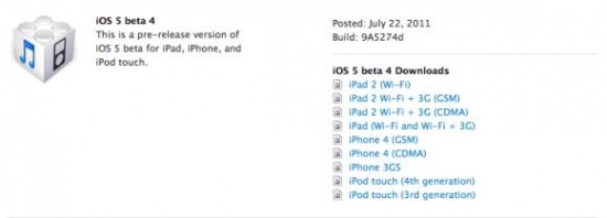 iOS 5 beta 4